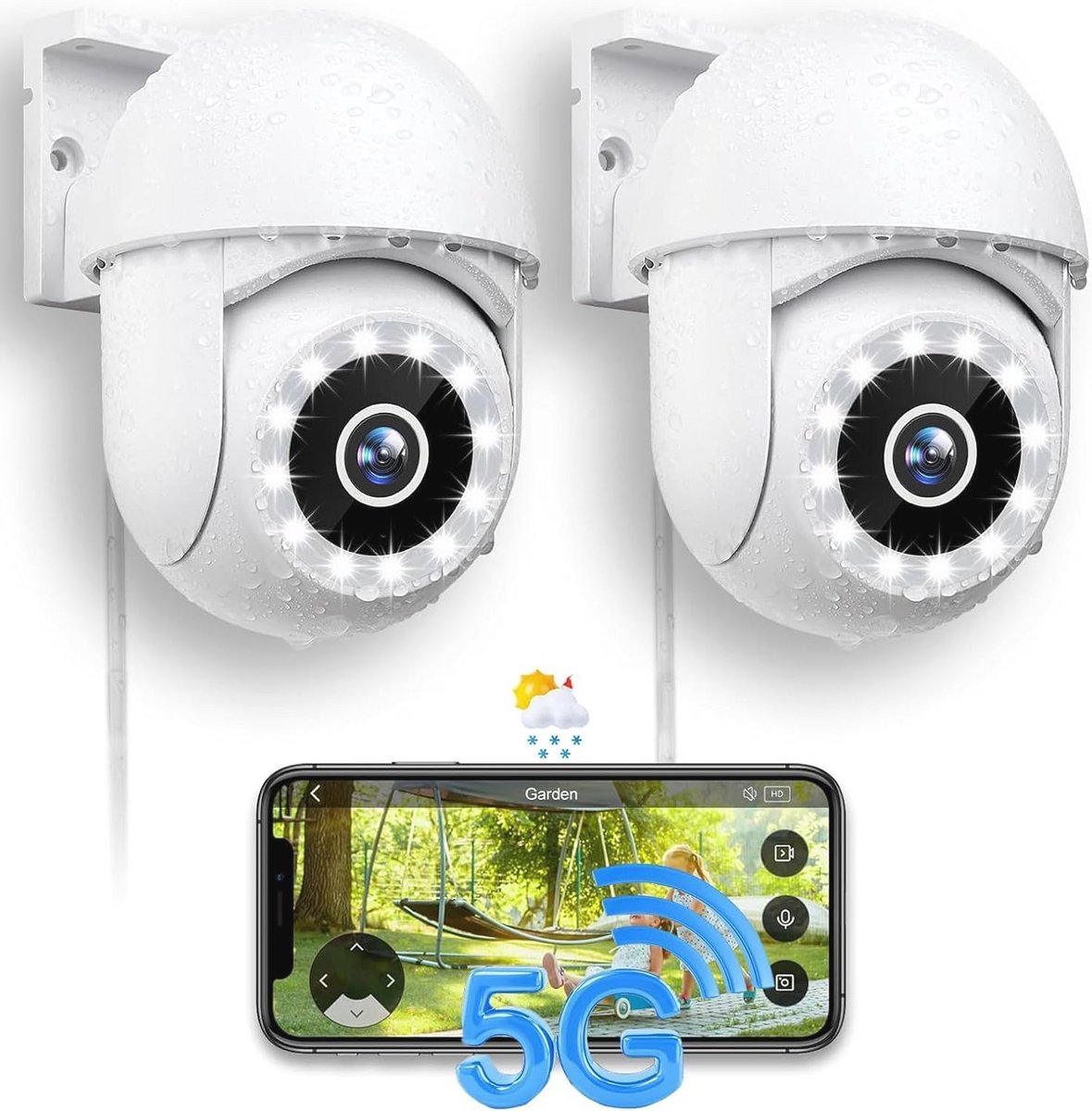 Buitencamera met 360° Beeld, 2,5K Kleur Nachtzicht en Bewegingsdetectie