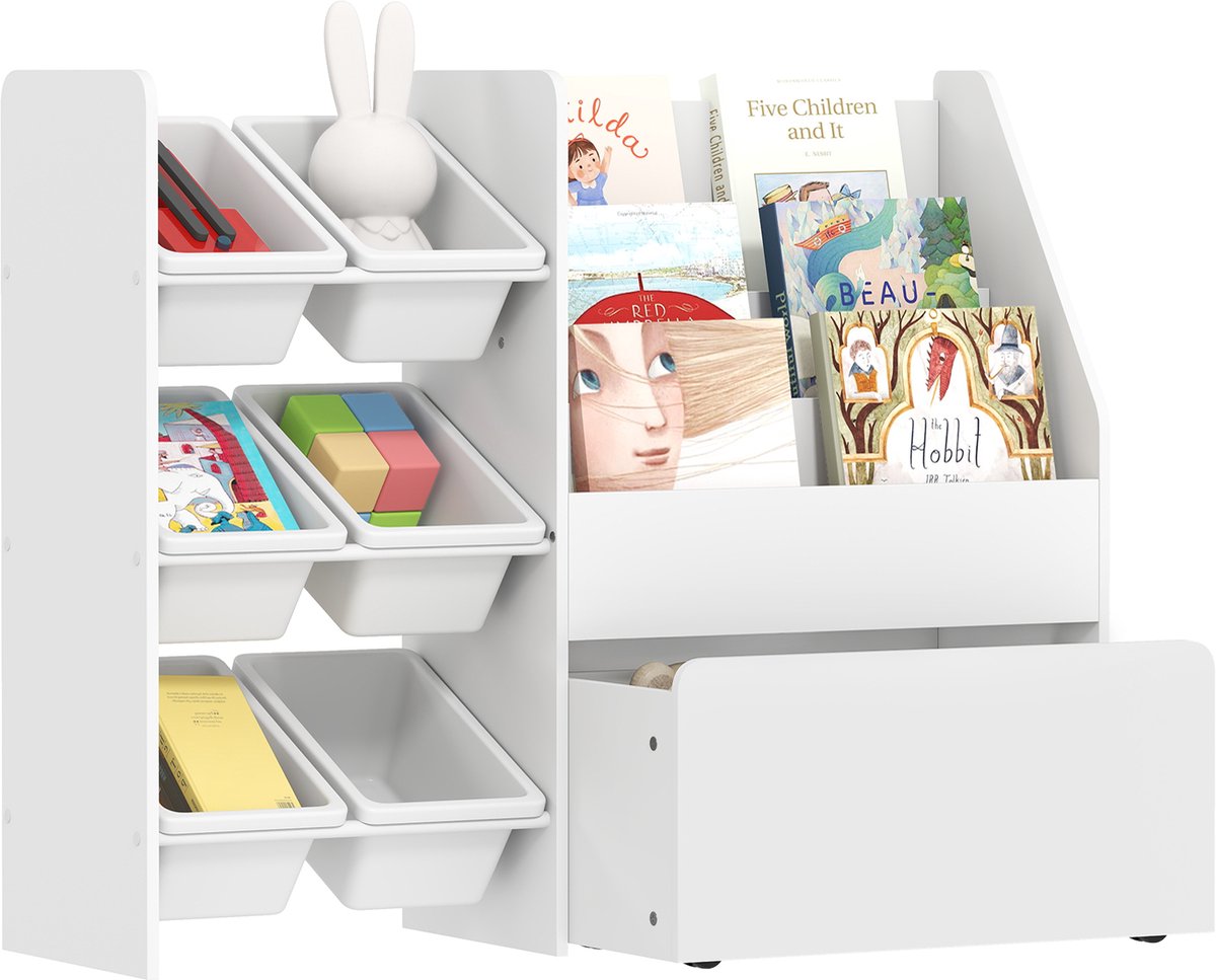 Aiyaplay Kids Storage Shelf-MDF, Staal-100L x 30B x 80H cm-Wit