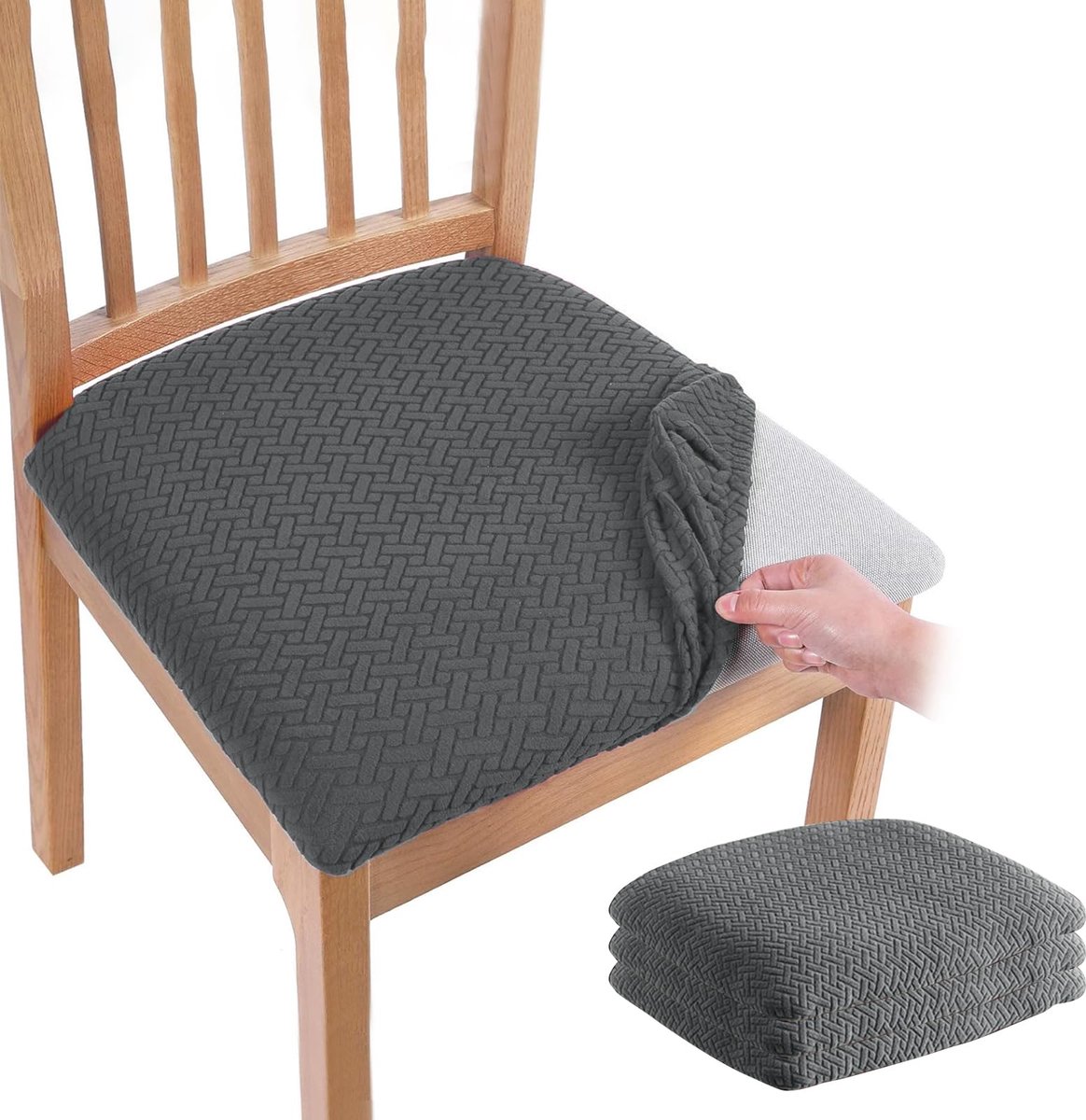 Unyqoos® Set van 4 waterdichte stoelhoezen voor eetkamerstoelen in donkergrijs
