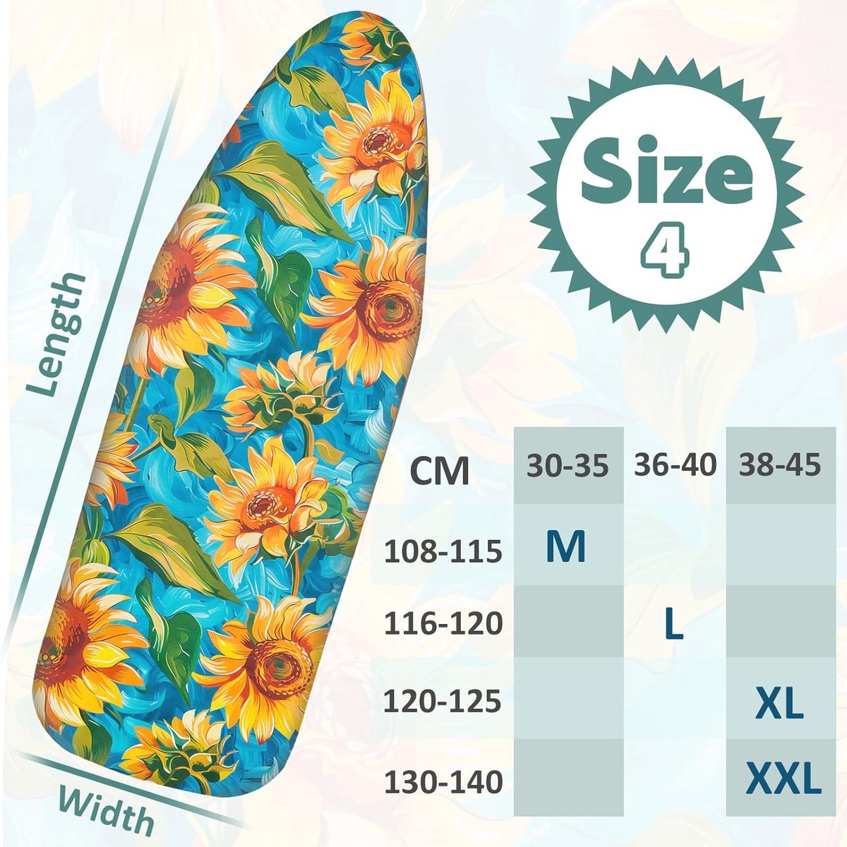 Premium strijkplankhoes voor eenvoudig strijken - 38-45 cm x 130-140 cm