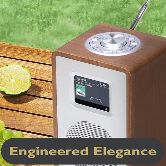 Radio Digitale DAB/DAB+ CR2+ – FM, Doppio Allarme, 20 Preset, Legno Rovere Bianco, Uscita Cuffie
