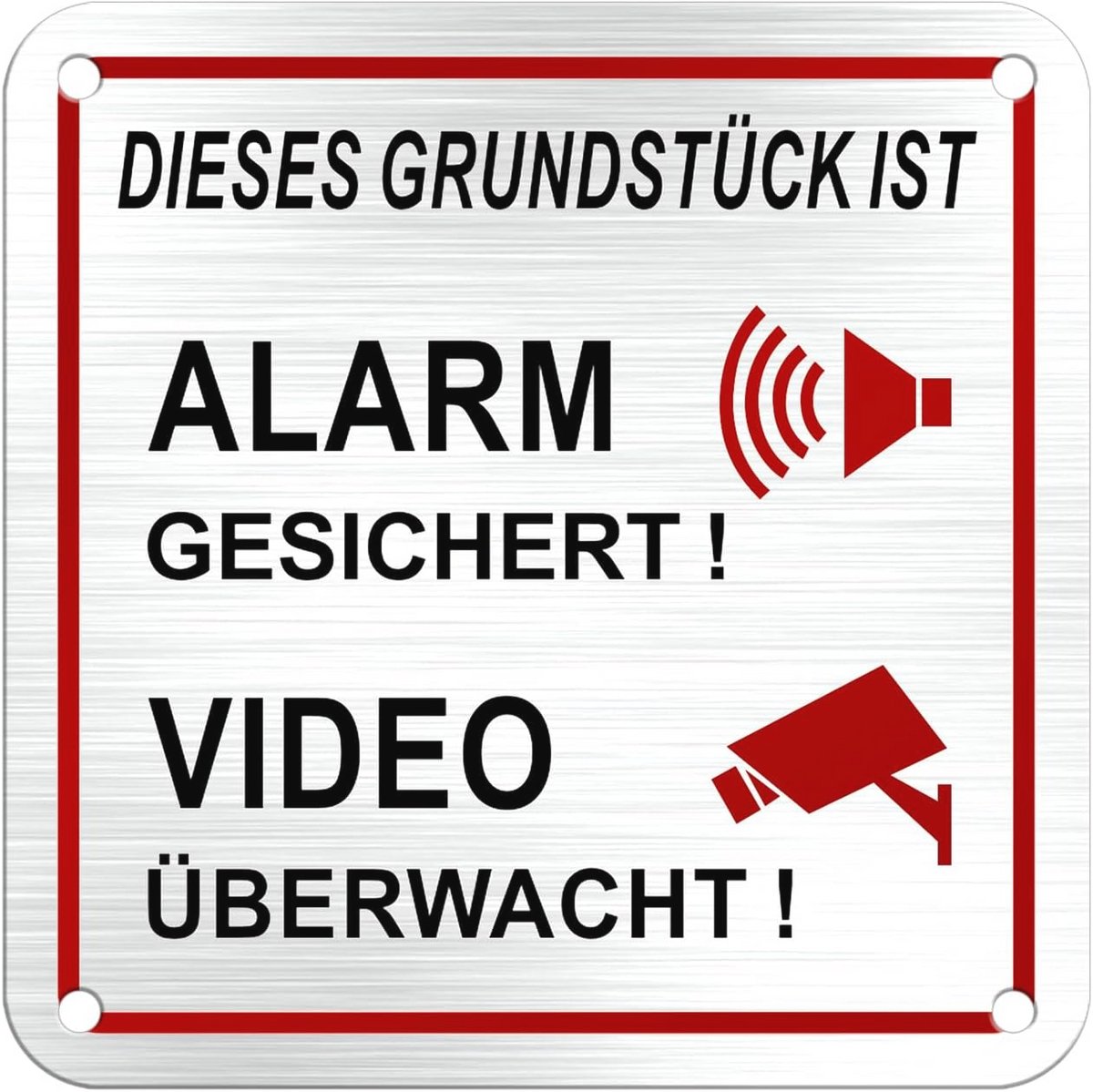 Videobewaking en Alarm Beveiligd Bord - 10 x 10 cm Sticker