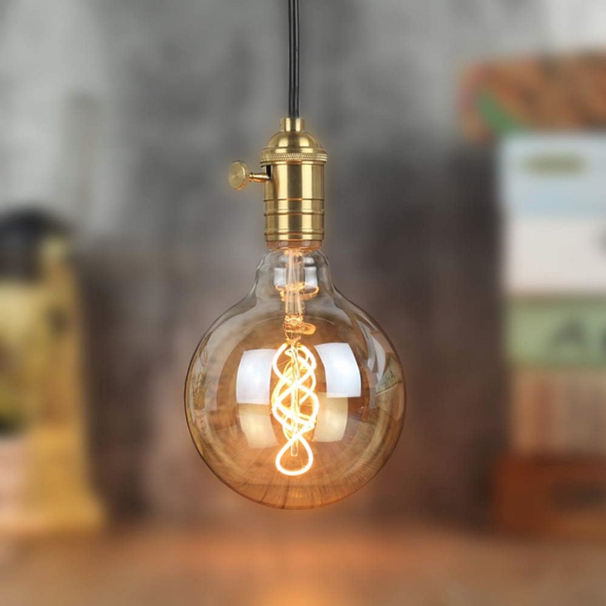 Edison LED G125 4W Dimbare Lamp - 2000K Amber Licht, E27-fitting, Industrieel Design