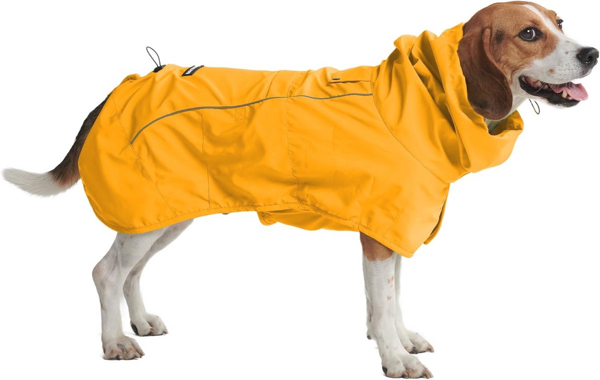Waterdichte Hondenregenjas voor Kleine tot Grote Honden - Ademend, Reflecterend en Volledig Bedekkend - Mosterdgeel - 2XL