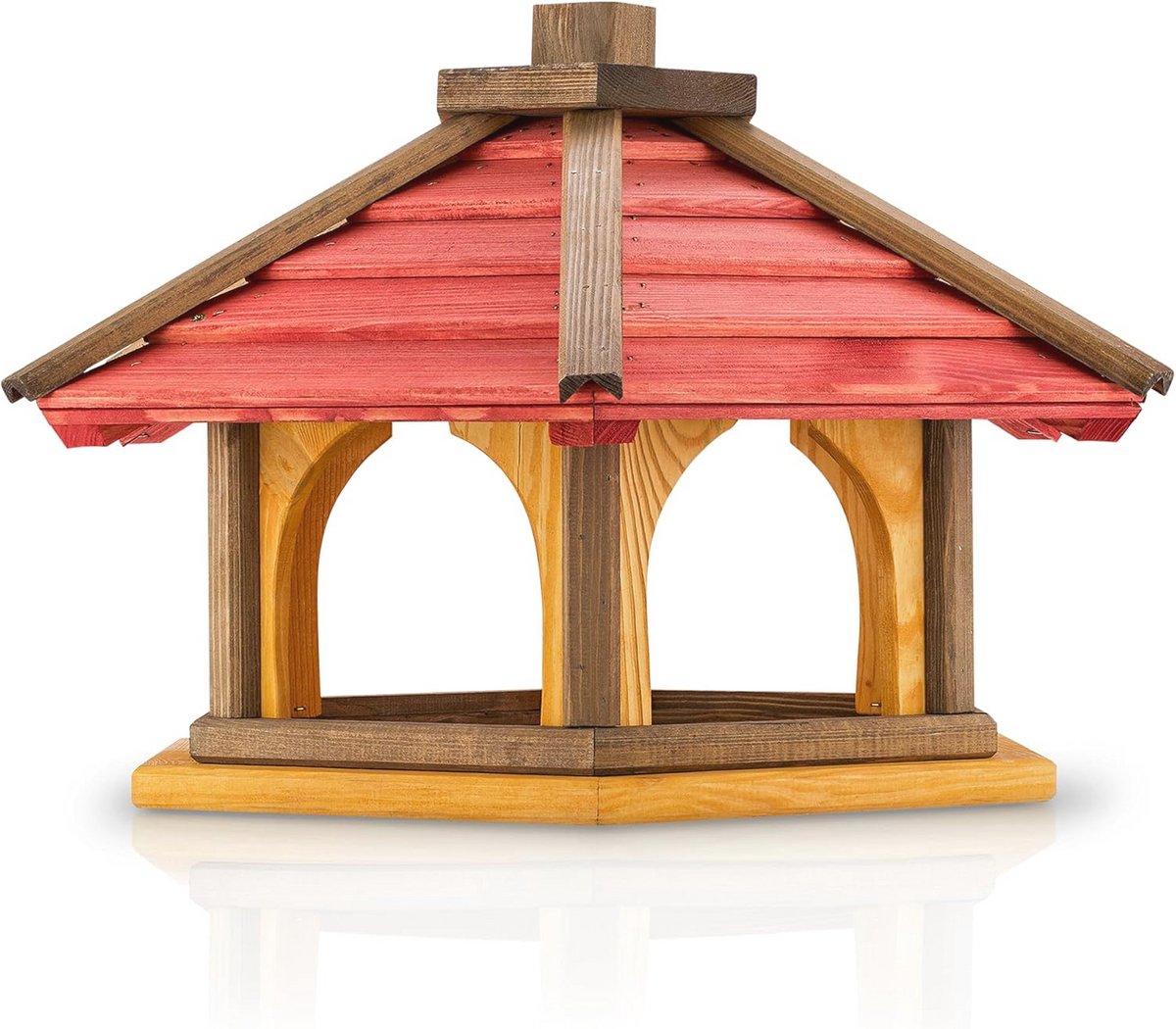 Vogelhuisje voor wilde vogels - Houten voederstation met meerdere ingangen, 56 x 37 cm