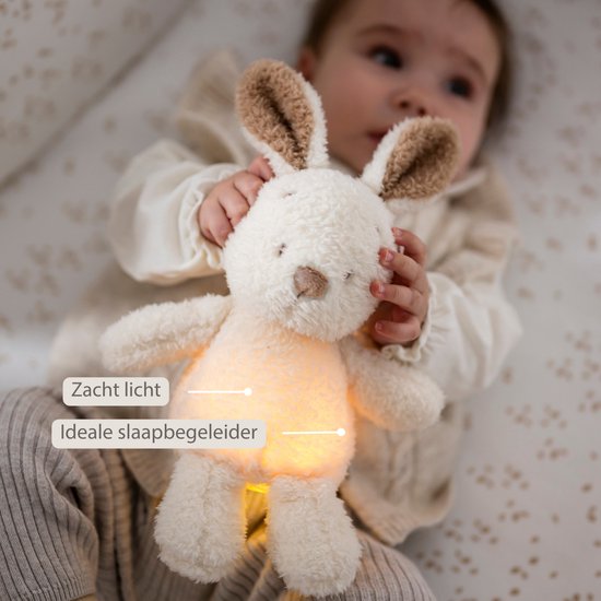 Nattou TEDDY Baby Nachtlampje Konijn - 19 cm - Zachte Baby knuffel - Baby cadeau - Beige van Nattou — afbeelding 2