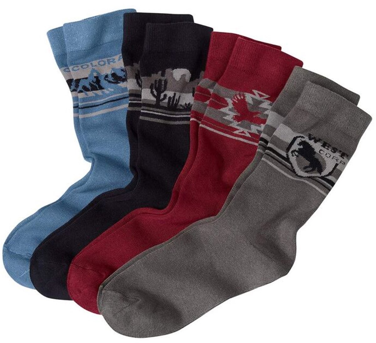 ATLAS FOR MEN - Set van 4 paar sokken met jacquardmotief - Heren - Verkrijgbaar in grote maten - 43/46