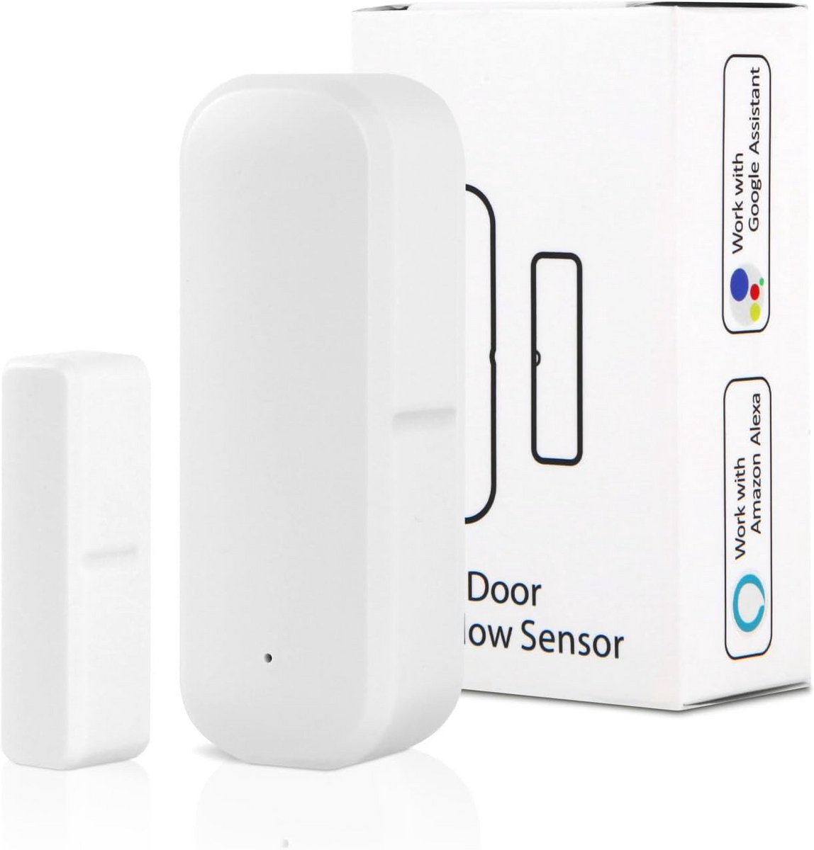 Slimme magnetische deursensor met wifi - Inbraakalarm voor deur en venster - Ondersteuning voor Alexa en Google Assistant - Real-time meldingen