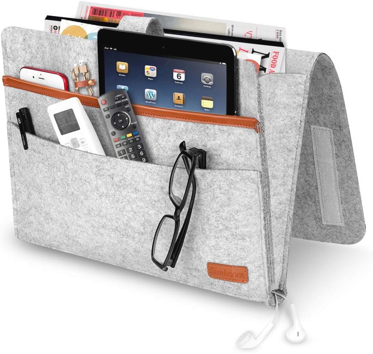 Vilt Bedtas Organiser voor Boeken, Tijdschriften en Tablets - Antislip Opbergtas