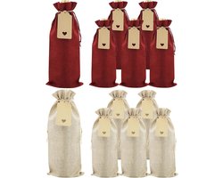 Hoogwaardige Jute Wijnzakjes 12 stuks - Herbruikbare Geschenkzakjes voor Feesten en Bruiloften