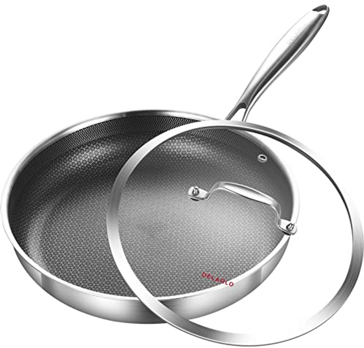 Hybride 12" Koekenpan met Deksel - RVS, Nonstick, Oven Safe, Geschikt voor Inductiekoken