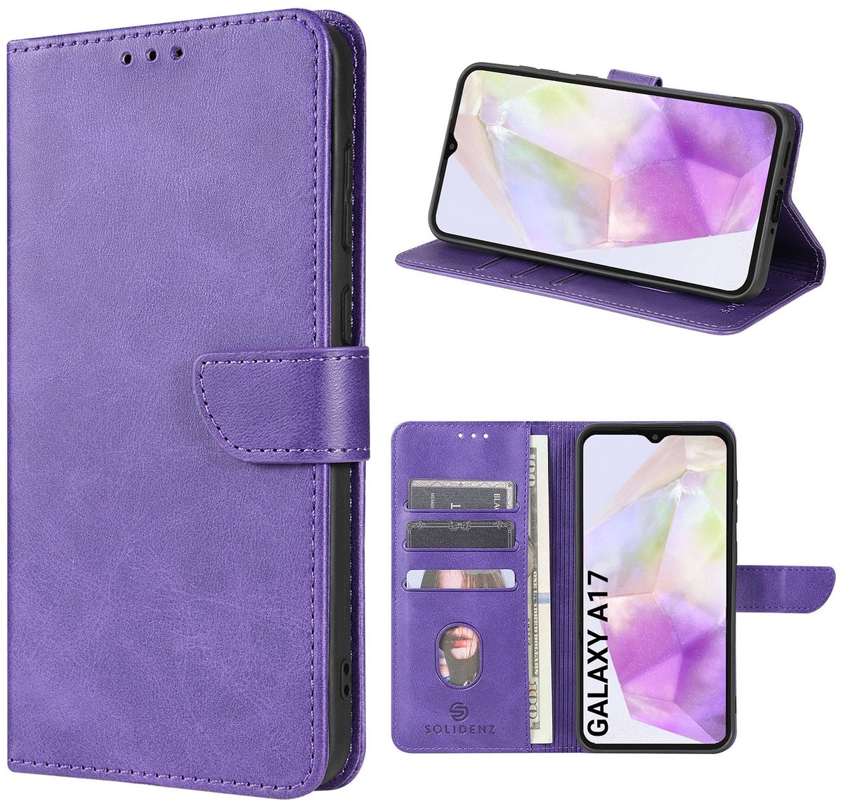 Solidenz hoesje - Geschikt voor Samsung Galaxy A17 - Bookcase - Paars