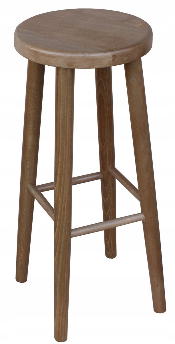 Houten barkruk 73 cm hoog, eikenkleur, massief beukenhout