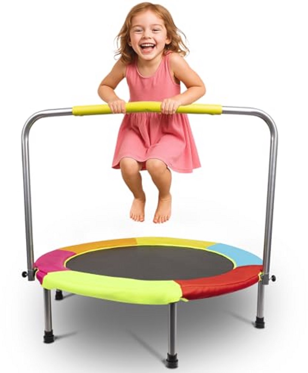Kleurrijke Vouwen Trampoline voor Kinderen met Handvat – Indoor en Outdoor