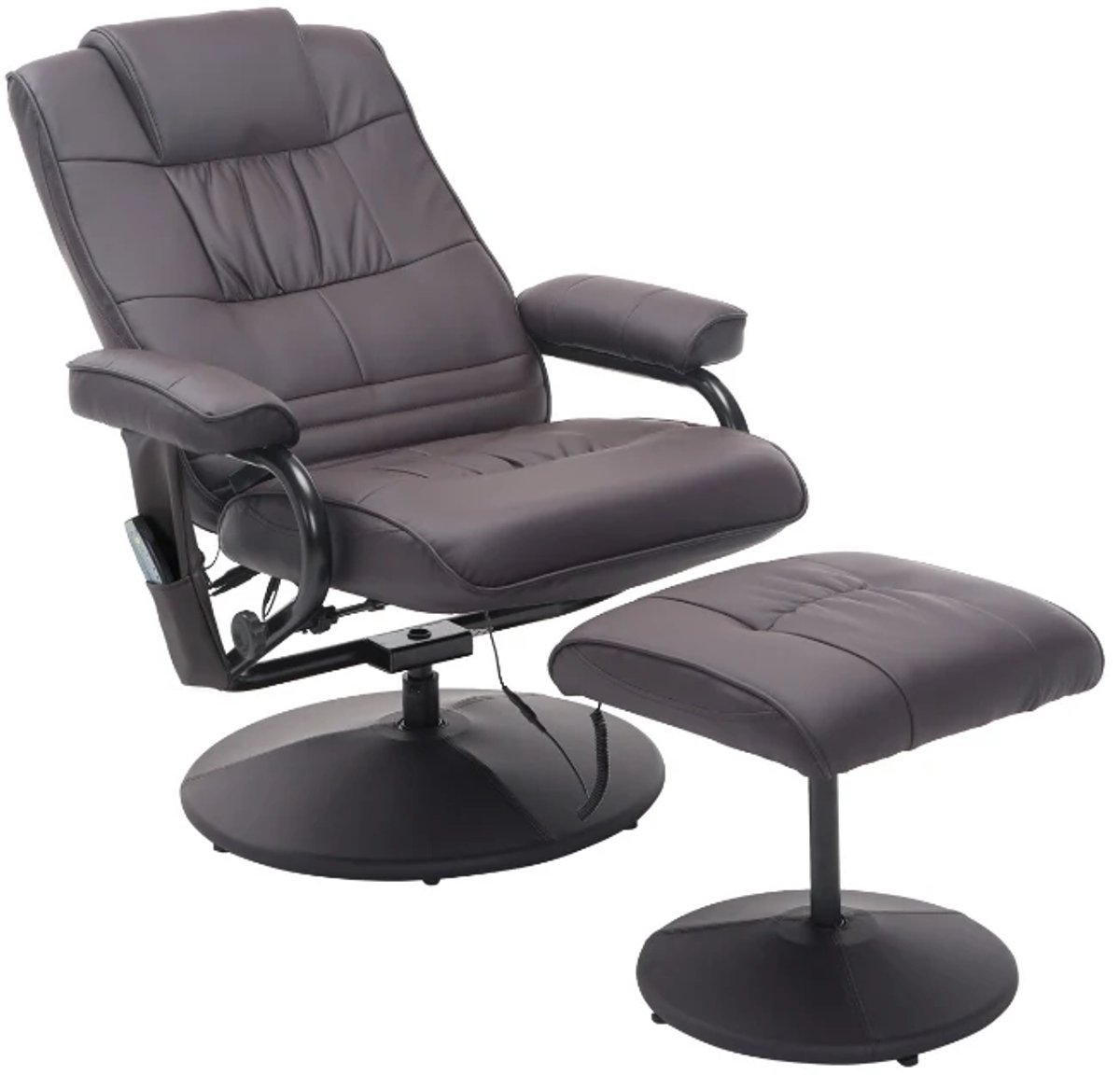 ZYLARO Elektrische Massagestoel - Power Massagefauteuil met Voetenbankje - 10 Vibratiekoppen - Verstelbare Rugleuning - Draaibaar - tot 120 kg - met Afstandsbediening - Relaxfauteuil - TV stoel - Kunstleer - Bruin