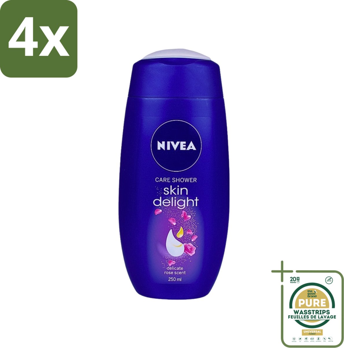 Nivea - Douchegel - Skin Delight Delicate Rose - 250 ml - Voordeelverpakking - 4 stuks - Hydraterende douchegel - Douchegel voor alle huidtypes