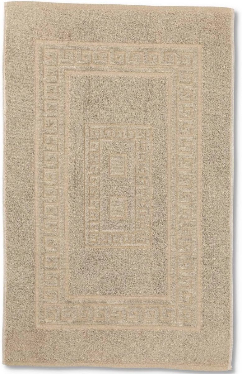Absorberende katoenen badmat 60 x 120 cm, antislip en machinewasbaar, beige