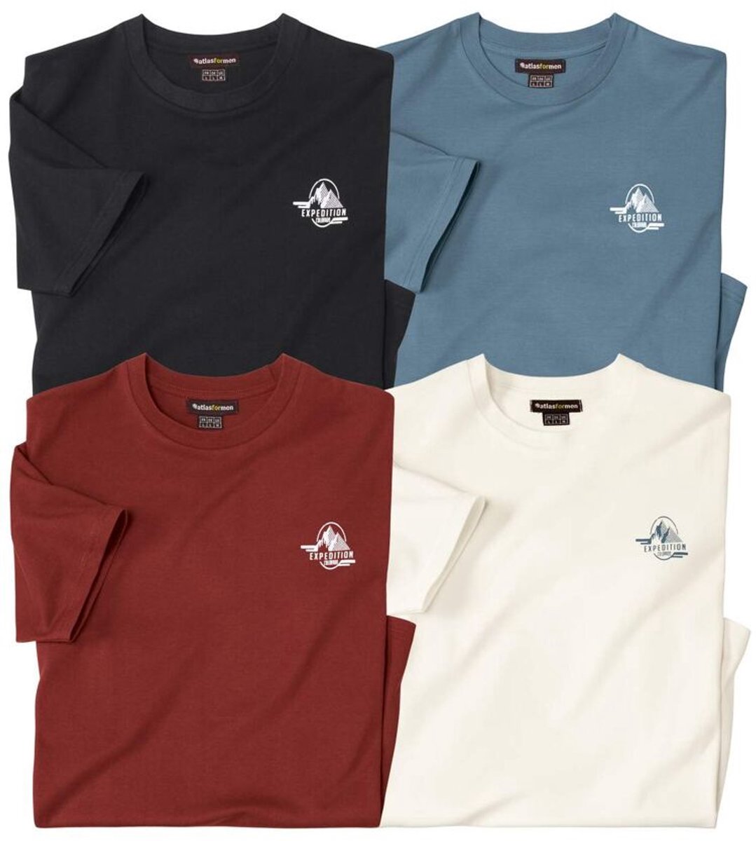 ATLAS FOR MEN - Set van 4 T-shirts Expedition - Heren - Verkrijgbaar in grote maten - M