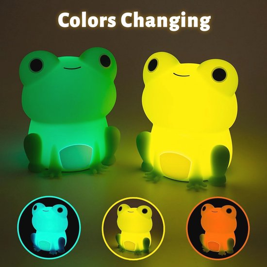 Schattige Kikker Nachtlampje - Zachte Siliconen LED Touch Lamp voor Kinderen - Dimbare Timer Draagbare Nachtlamp voor Baby en Peuter — afbeelding 3