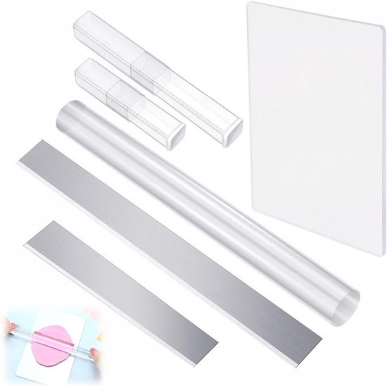 4-delige pottenbakkersgereedschapset — Gereedschap voor polymeerklei — Acrylroller en acrylmat voor polymeerklei — Ideaal hulpmiddel voor het zelf vormen, beeldhouwen en snijden van keramiek