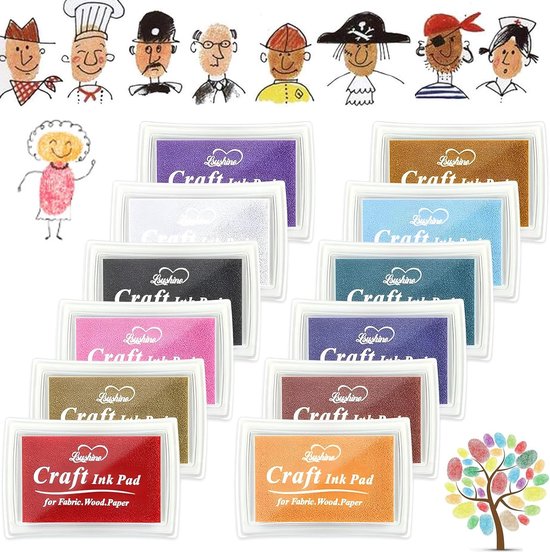 jiuzcare 24 stempelkussens stempelkussen set niet giftig wasbaar doe-het- zelf ambachten inkt vinger verf set kleur stempel kinderen voor rubberen stempels DIY scrapbooking