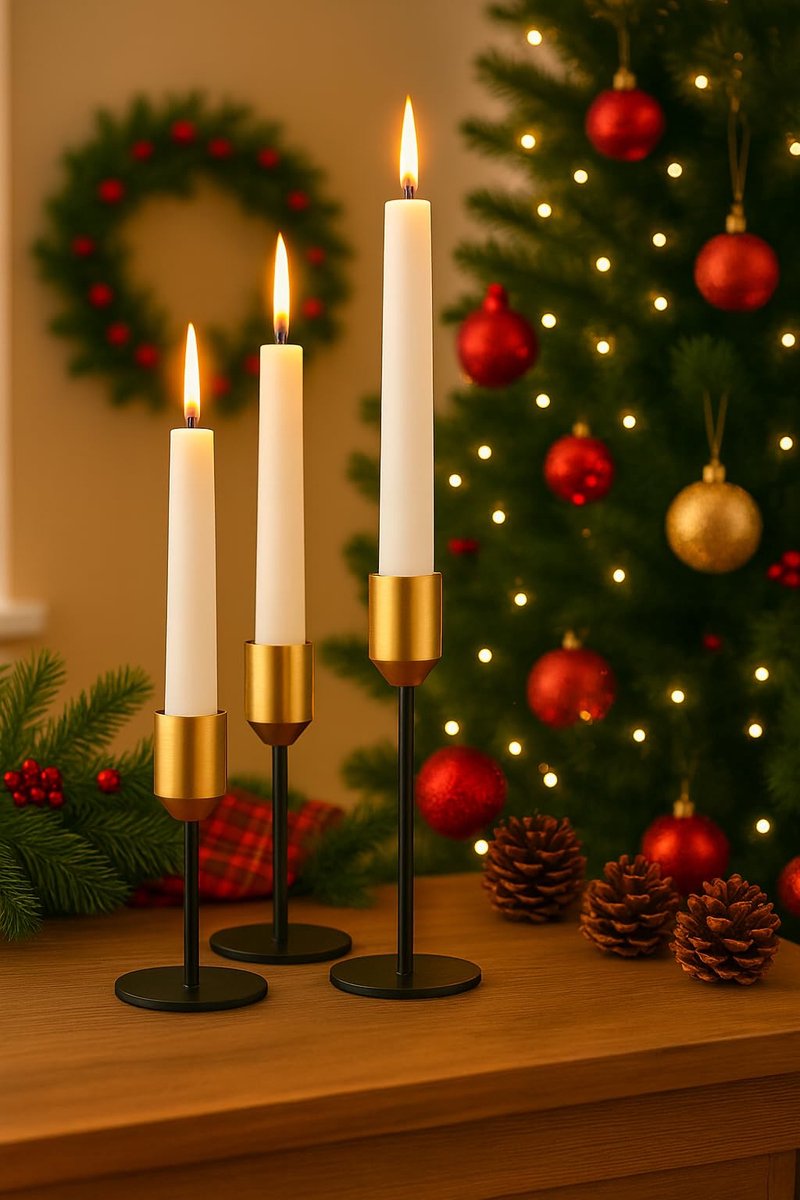 Unyqoos Set van 3 elegante metalen kandelaars voor sfeervolle decoratie bij speciale gelegenheden Meerkleurig