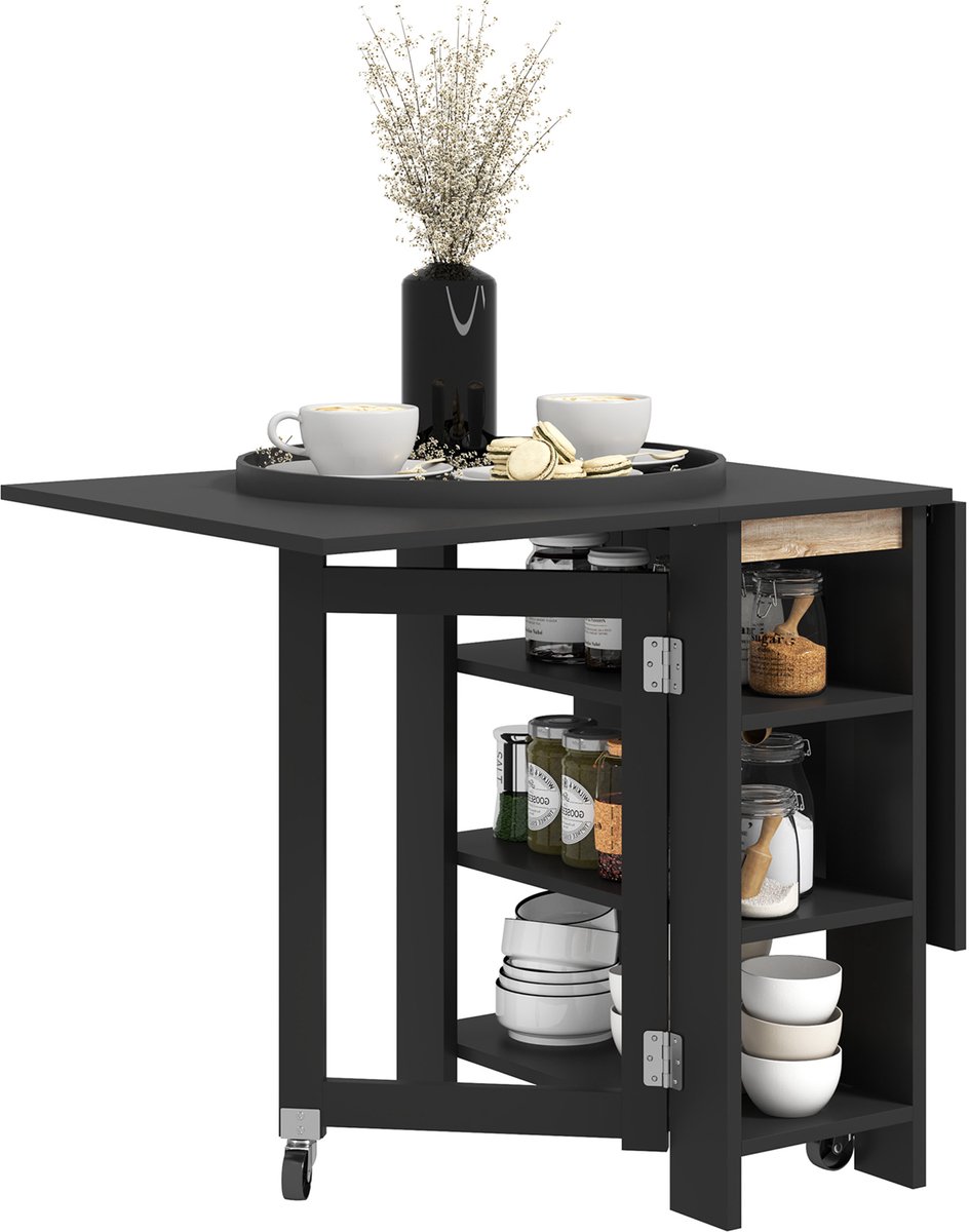 HOMCOM Opvouwbare eettafel - Spaanplaat - 120x60x75cm - Zwart
