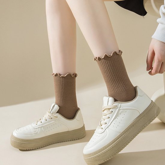 5 Paires de Chaussettes à Volants pour Femmes - Chaussettes d'Été Douces, Respirantes et Fines en Diverses Couleurs