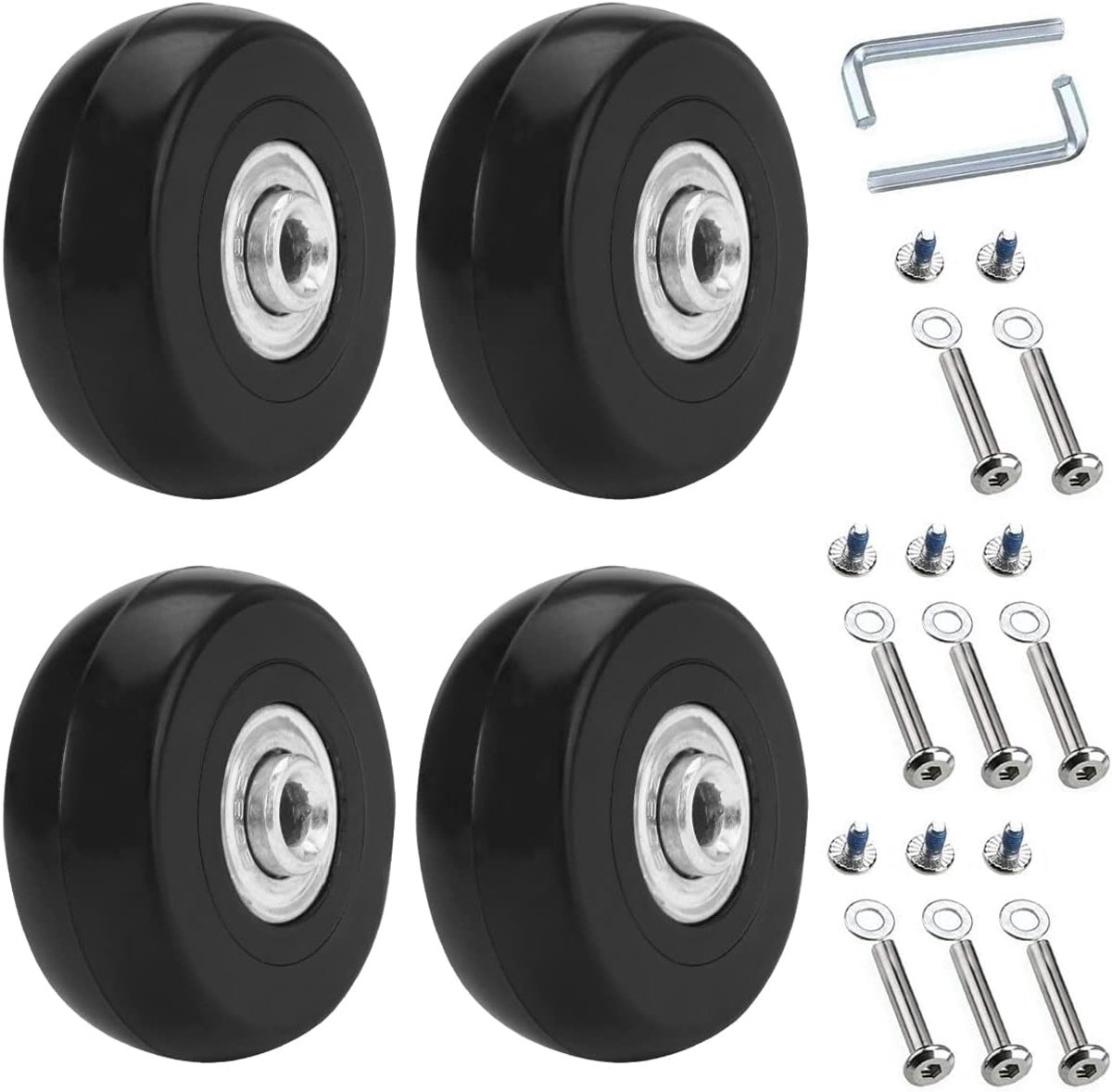 Luggage Wheels - Spare Wheels - 50 x 18 mm - Rubber - Set of 4 - Zwart - Kofferwielen - Vervangbare Wielen