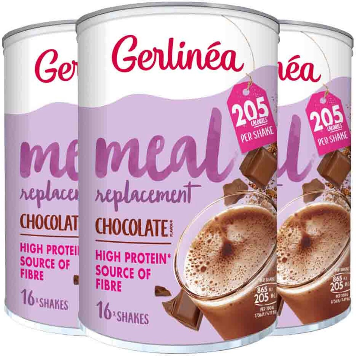Gerlinea Milkshake Chocolade - 3 x 436 gr - Voordeelverpakking