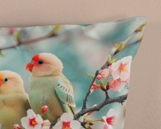 Good Morning dekbedovertrek vogeltjes op een bloesemtak - 1 persoons 140x200/220 cm - Aqua - 100% Katoen renforce van Merkloos — afbeelding 3