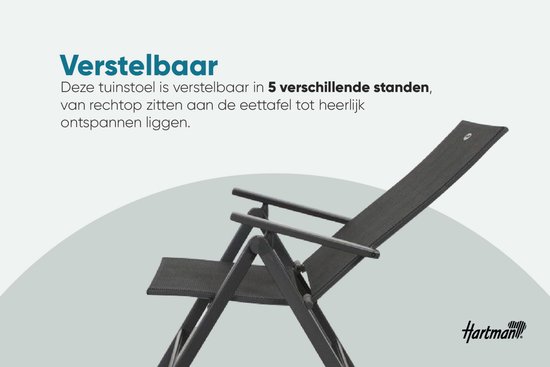 Hartman Napoli verstelbare tuinstoel - Antraciet van Merkloos — afbeelding 5