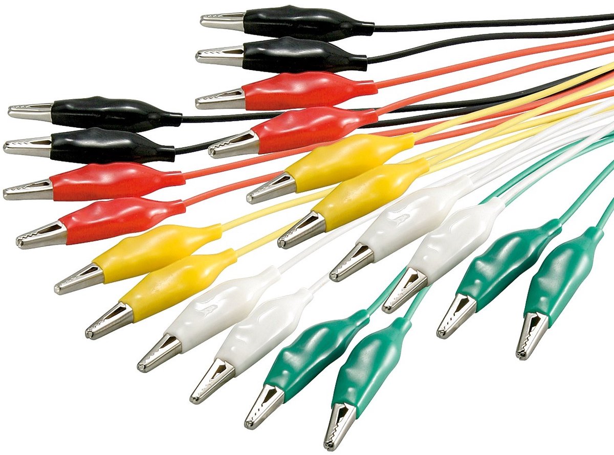 Test kabel set met krokodillenklemmen - 10 kabels / groot - 0,50 meter