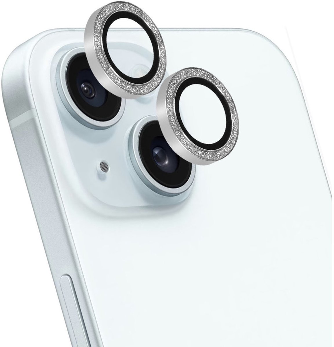 Mobiparts Screenprotector geschikt voor Apple iPhone 15 Plus Glazen | Mobiparts Camera Lens Protector - Case Friendly - Zilver