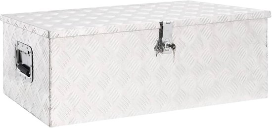 ACXIN Opbergdoos, aluminium box, 520 x 160 x 220 mm, aluminium gereedschapskist met slot en 2 sleutels, robuuste afsluitbare disselbox voor de aanhanger, stabiel en waterdicht, zilver