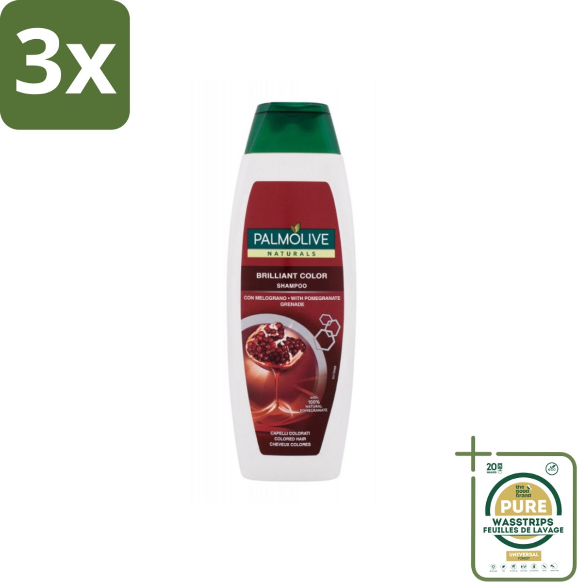3 x Palmolive Naturals - Shampoo - Brilliant Color - Voor Gekleurd Haar - 350 ml - Grootverpakking - Gekleurd Haar - Haarkleur Behouden - Haarverzorging - Shampoo Voor Gekleurd Haar - Haarbescherming