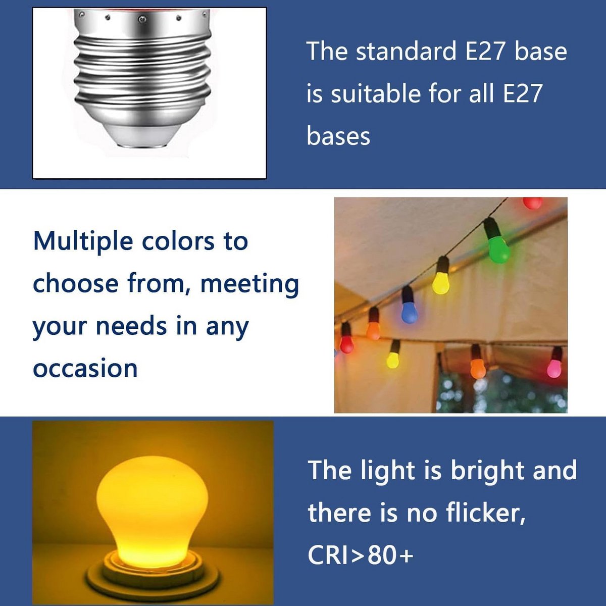 20 Stuks E27 LED Lampen 3W Lichtbronnen Warm Wit Verlichting voor Binnen en Buiten