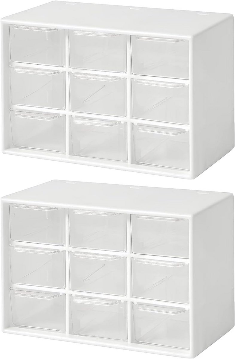Set van 2 Stapelbare LadepOrganizrs met 9 Lades voor Bureau en Knutselaccessoires