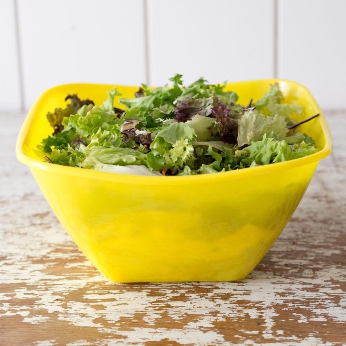 Set van 4 Grote Ronde Saladekommen - 4.0 Liter - Zonnegeel Kunststof