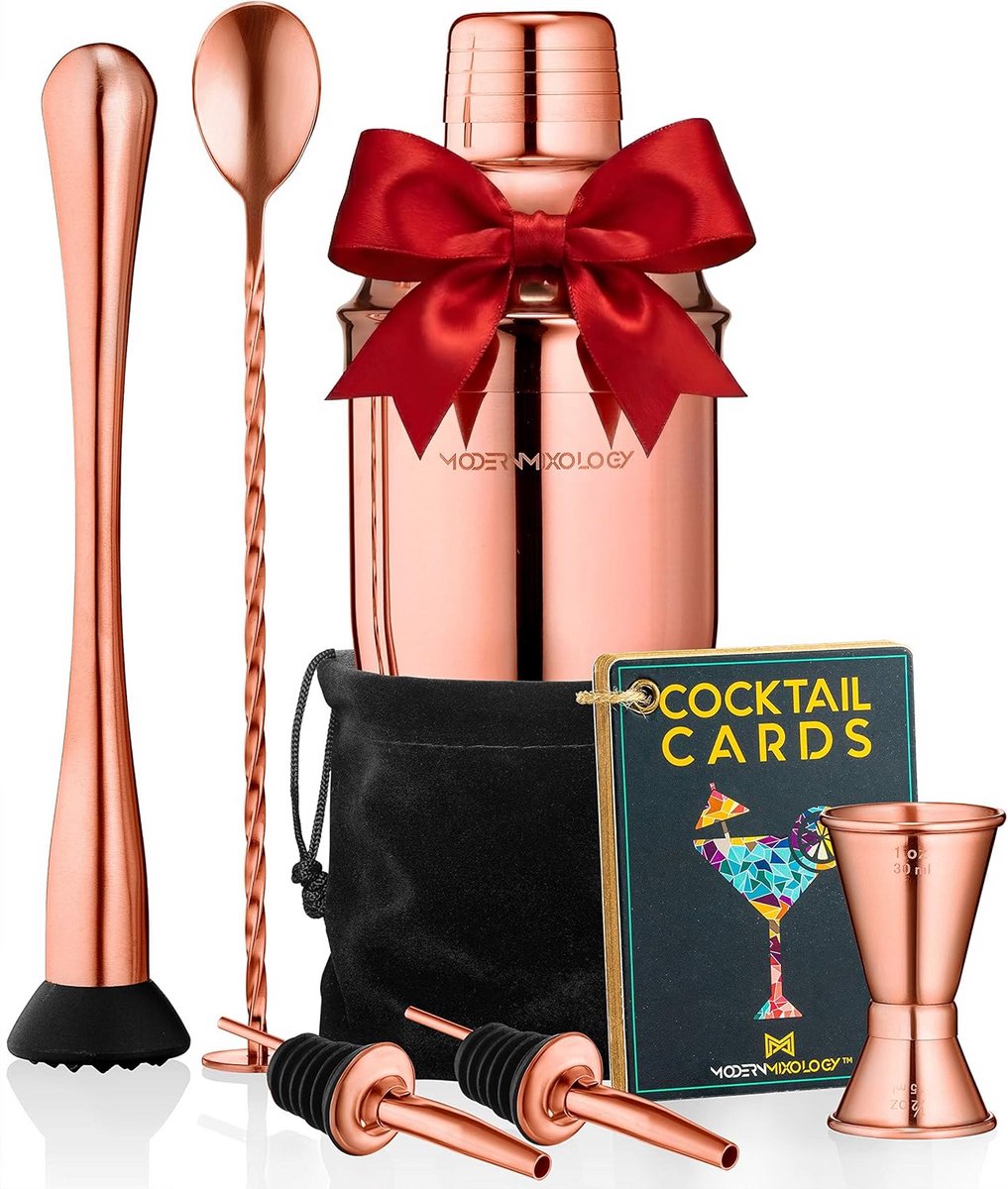 Complete Cocktail Shaker Set van 8 Delen - Koperen Barman Accessoires