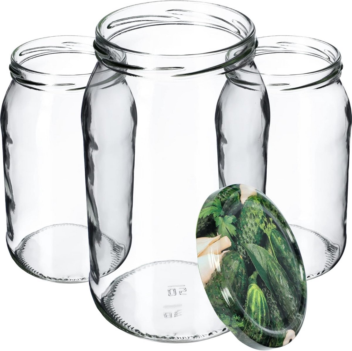 Set van 8 Weckpotten 900 ml met Schroefdeksel voor Inmaken en Bewaren