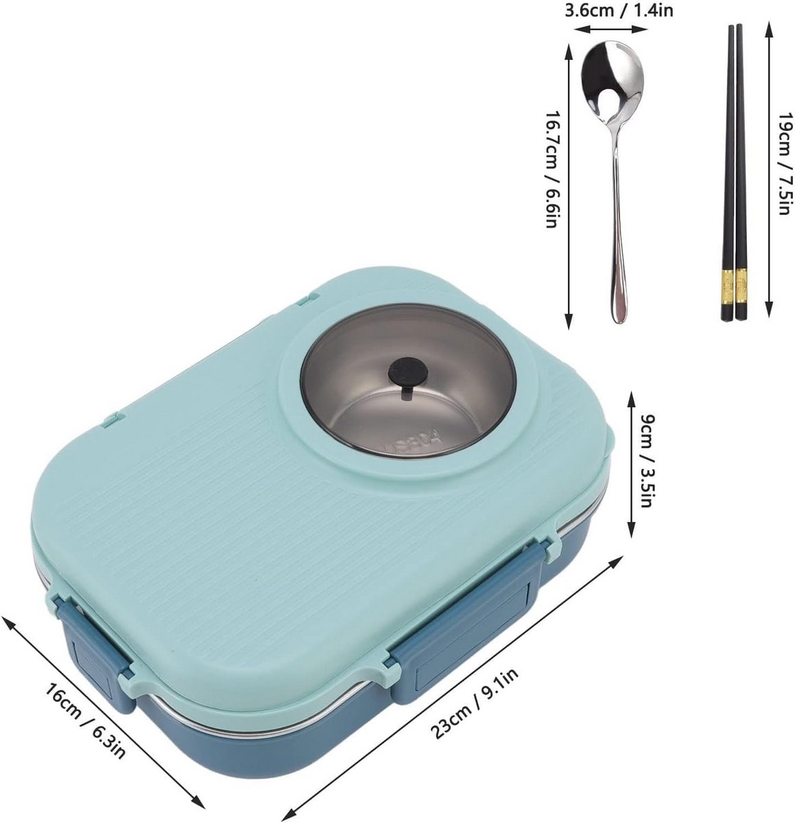 Geïsoleerde Lunchbox met 4 Compartimenten - Lekvrije Bento Box voor Warm & Koud Eten - Inclusief Bestek — cadeau in Koken & Dineren - foto 7