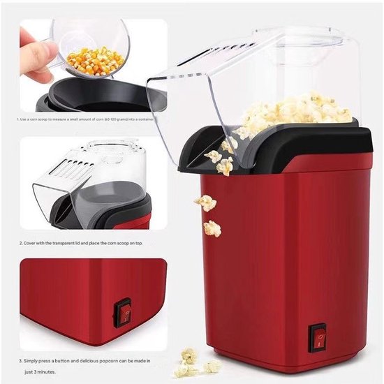 Popcornmaker 1200W Vetvrije Air Machine - Gezonde Popcorn in Minuten — afbeelding 5