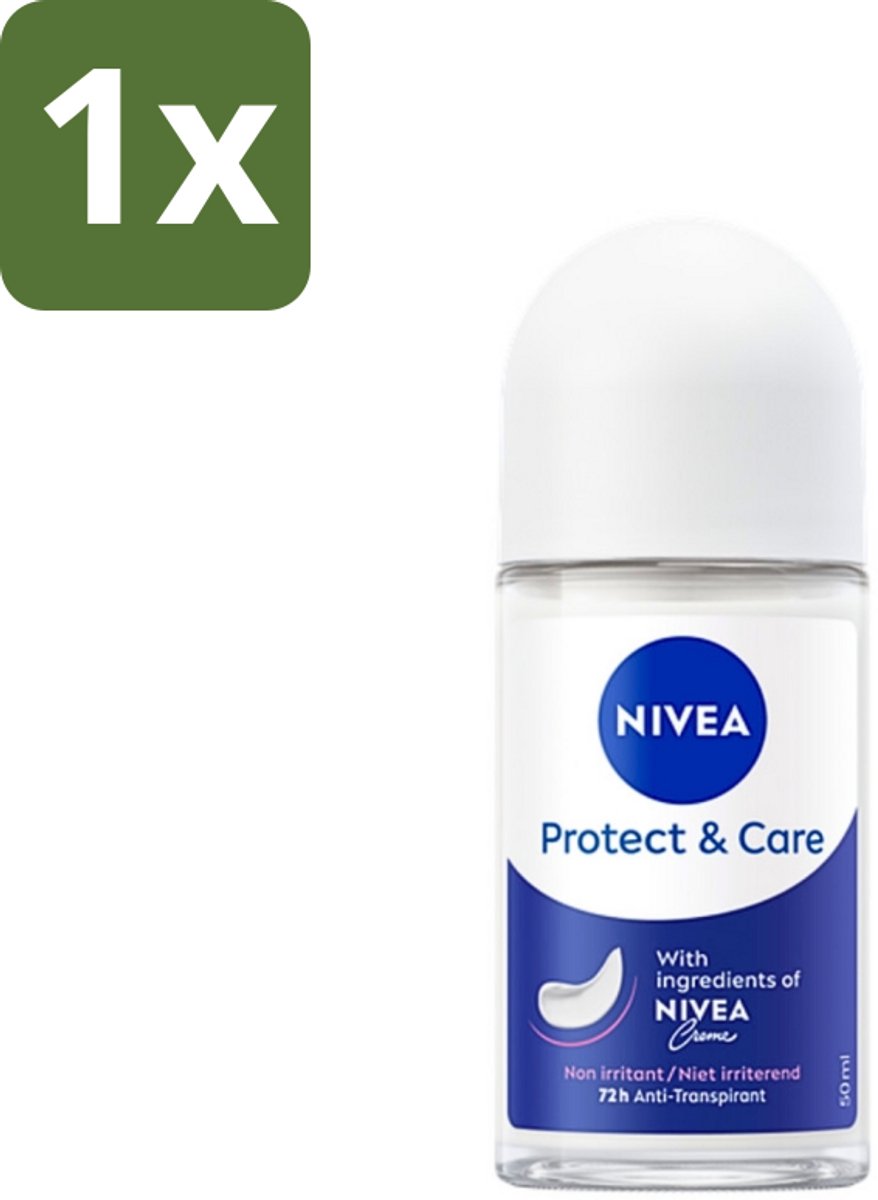 1 x Nivea - Deodorant - Roller - Protect & Care - 48 Uur Lang Werkend - 50 ml - NIVEA Deodorant Roller - 48 Uur Bescherming - Anti-transpirant - Verzorgende Deodorant - Alcoholvrij Deodorant