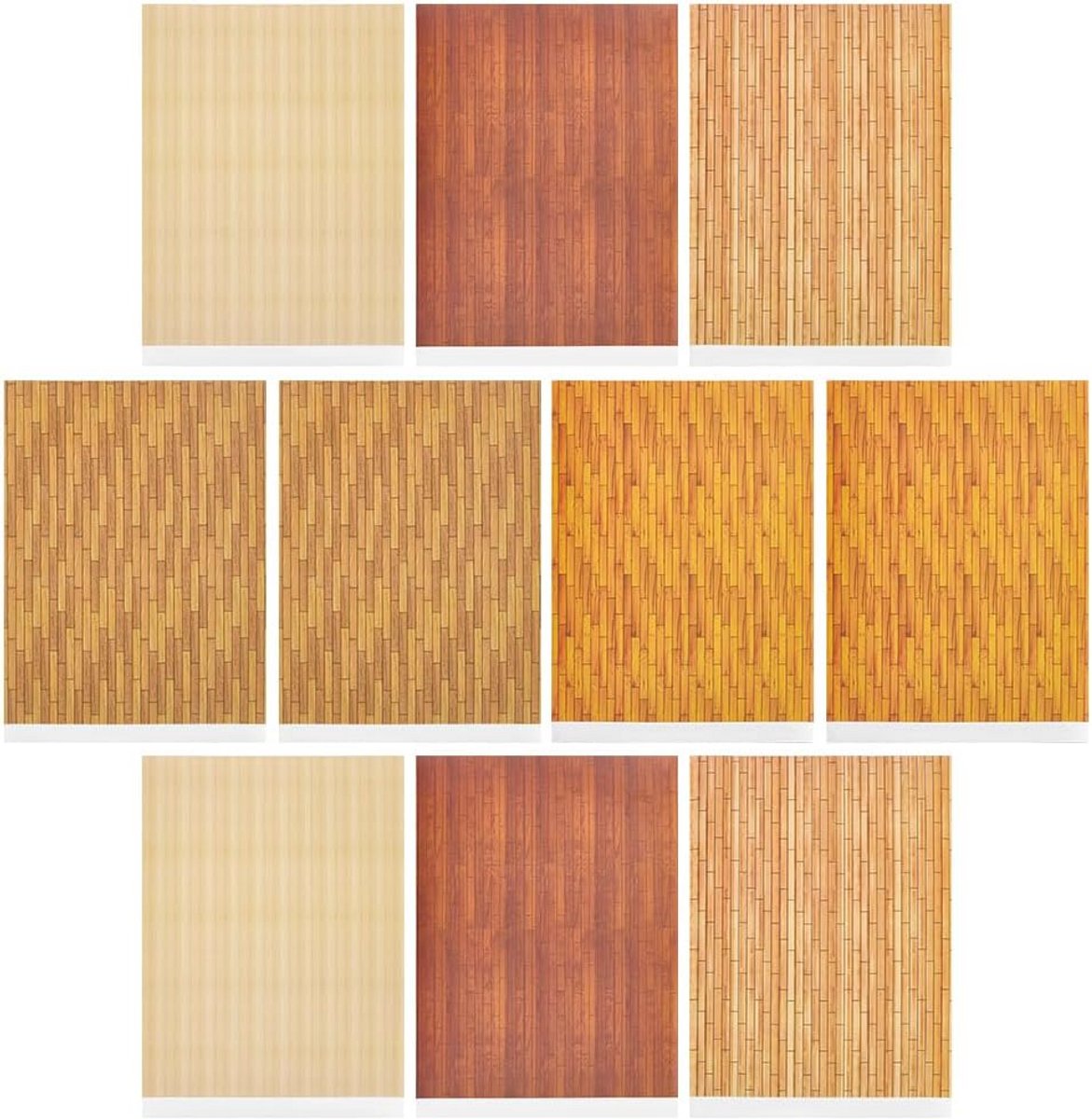 10x Poppenhuis Vloerstickers 1:12 Miniaturen Zelfklevend Houten Vloer Imitatie voor DIY Poppenhuis Decoratie