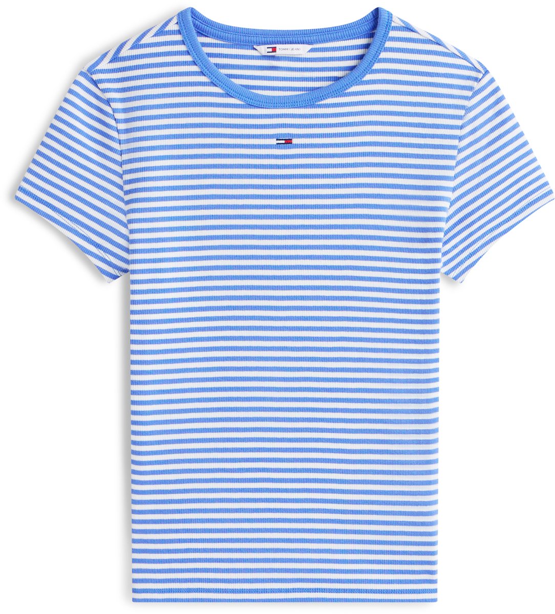 Tommy Jeans T-shirt Tjw Slim Essential Rib Ss Ext Dw0dw17383 0a5 Empire Stripe Dames Blauw