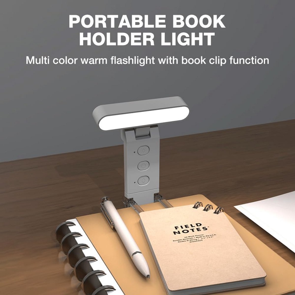 Oplaadbare Leeslamp met Klem - 5 Kleuren & 6 Helderheidsniveaus - Oogbescherming Nachtlamp Draagbaar — cadeau in Gadgets - foto 3