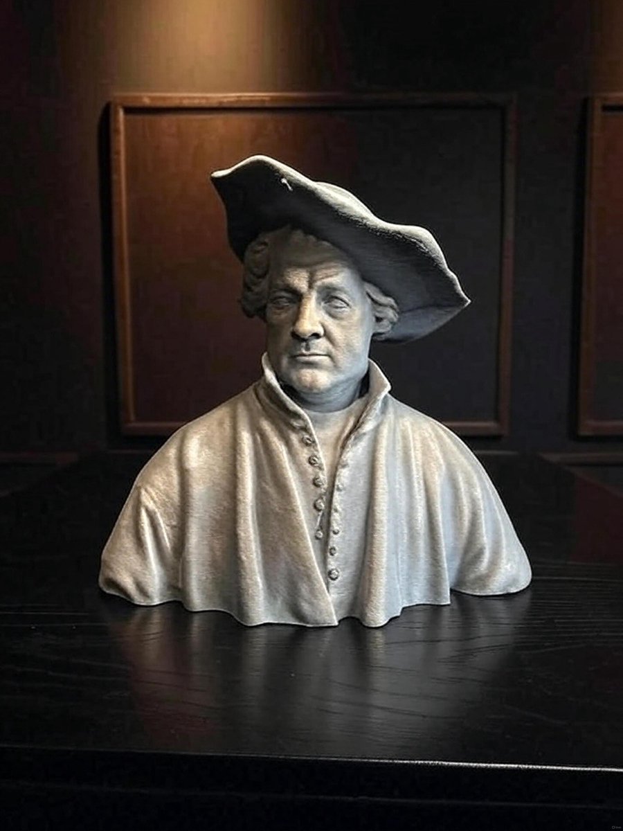 Rembrandt Buste Gouden Eeuw Nederlandse Kunstenaar Academische Kunst Historische Figuur Vintage Beeld | Wit