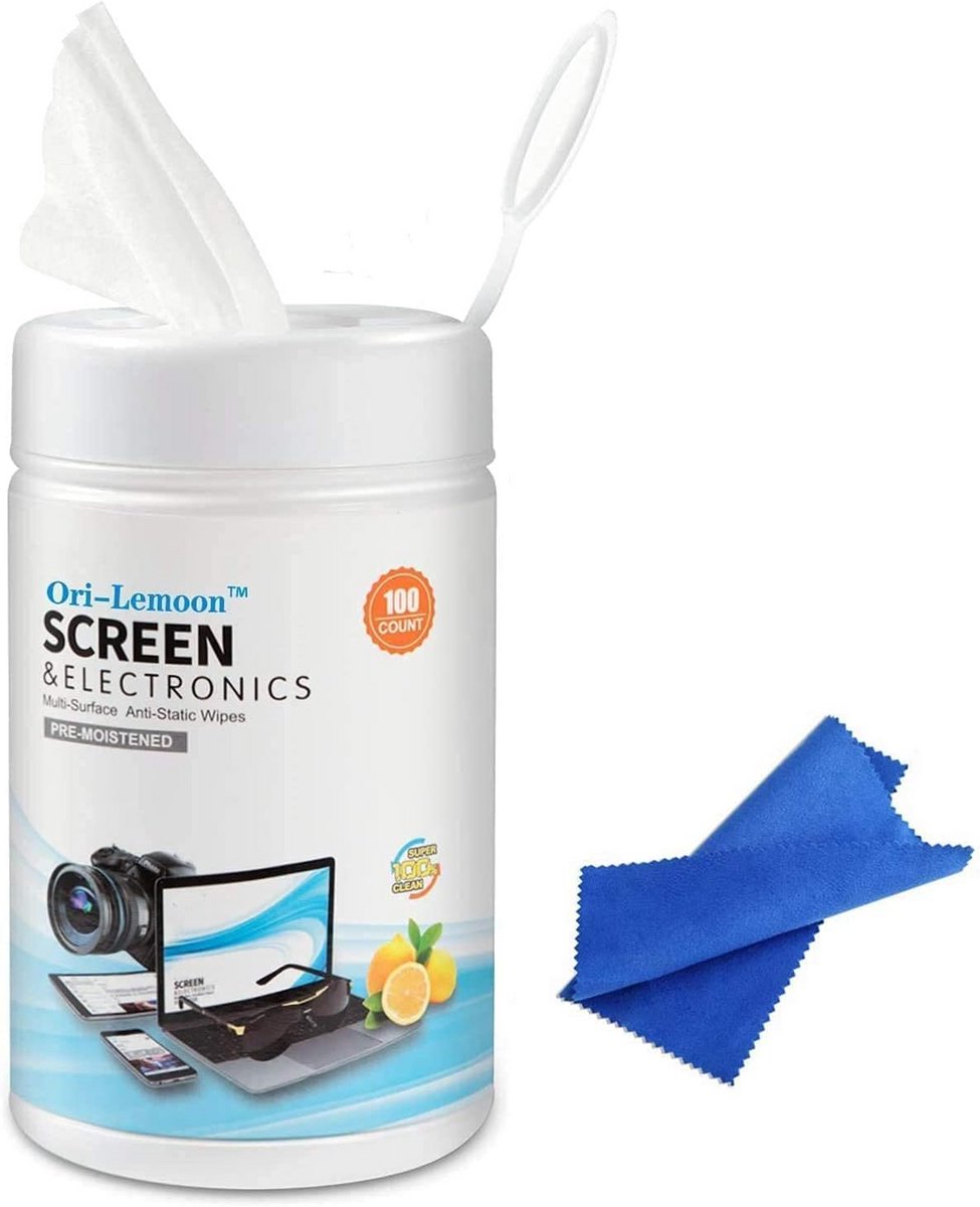 100 Vochtige Schermreinigingsdoekjes voor Laptop, Telefoon, Tablet en TV - Stofvrij Schoonmaken