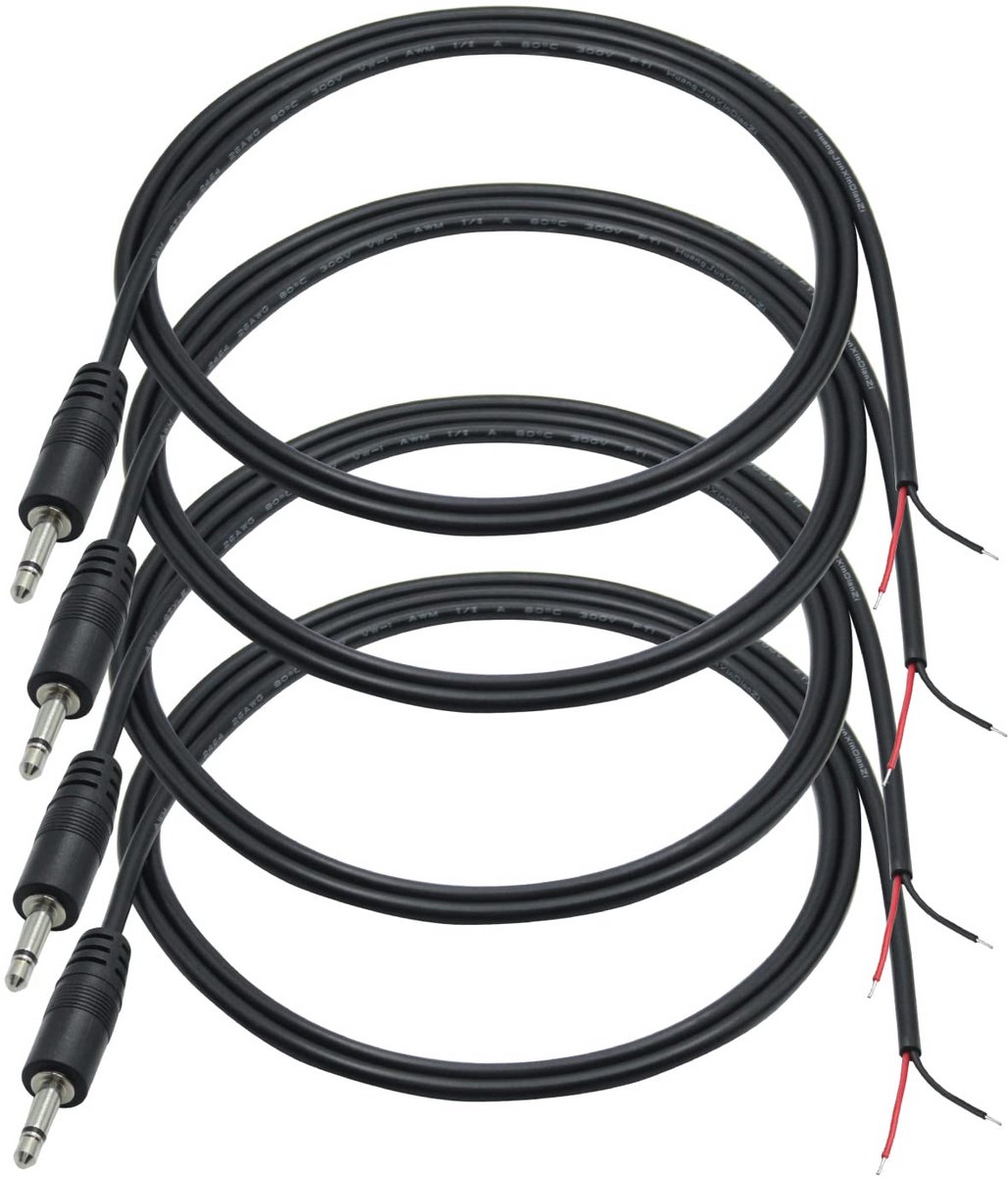 4-pack 3,5 mm Jack naar Open Uiteinde Kabel 0,91m voor Audio Reparatie